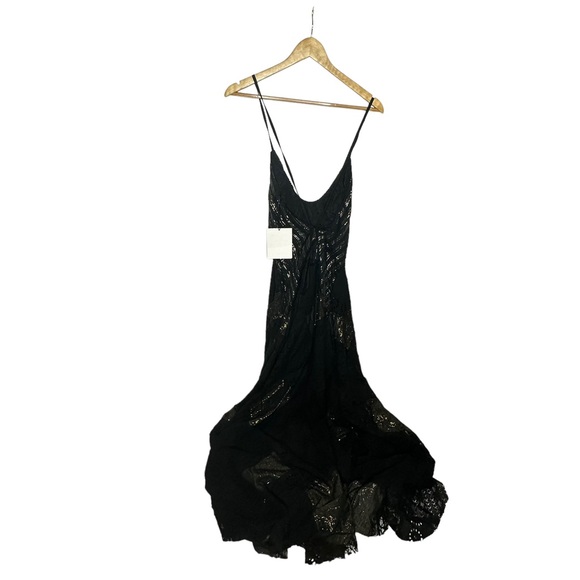 NWT Free People One Black Lace/metallic Aurella Maxi Dress black S - Picture 9 of 13